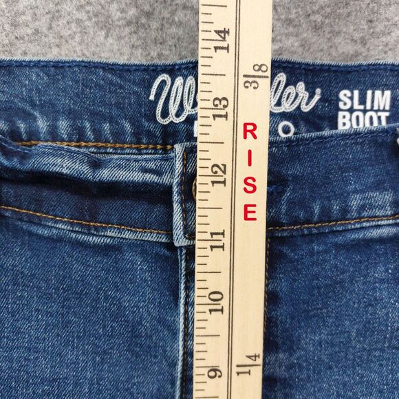 Wrangler Retro Jeans Mens 36x38 Blue Slim Boot Bootcut Stretch Denim 1077MWZMP - Picture 8 of 12